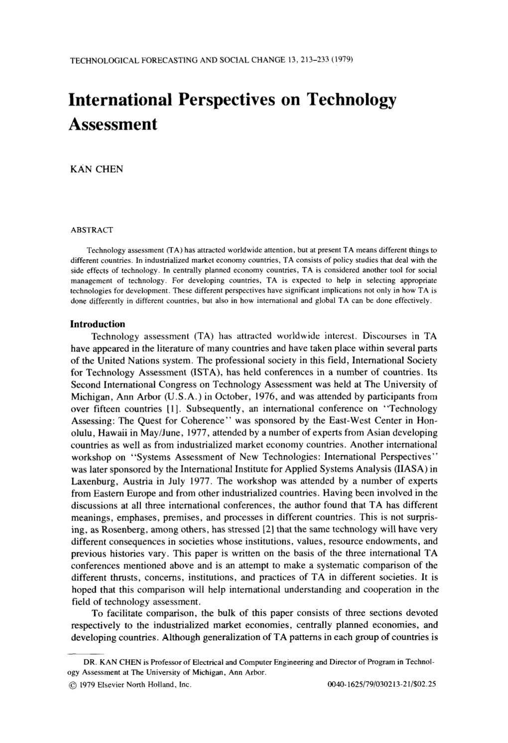 International Perspectives on Technology Assessment