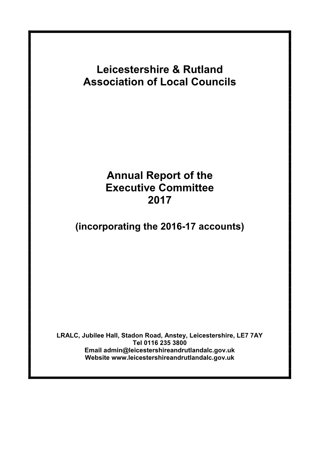 Annual Report of the Executive Committee 2017