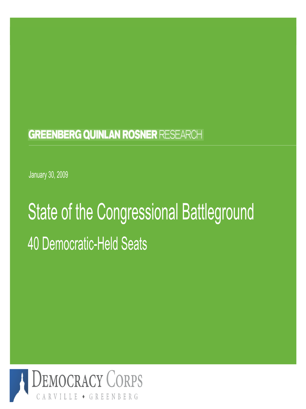 State of the Congressional Battleground