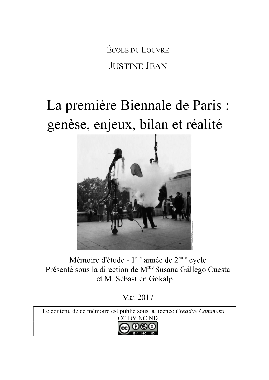 La Première Biennale De Paris : Genèse, Enjeux, Bilan Et Réalité