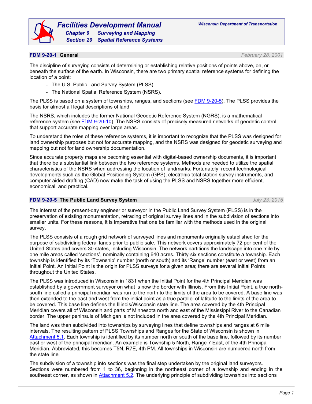 FDM 9-20 Spatial Reference Systems