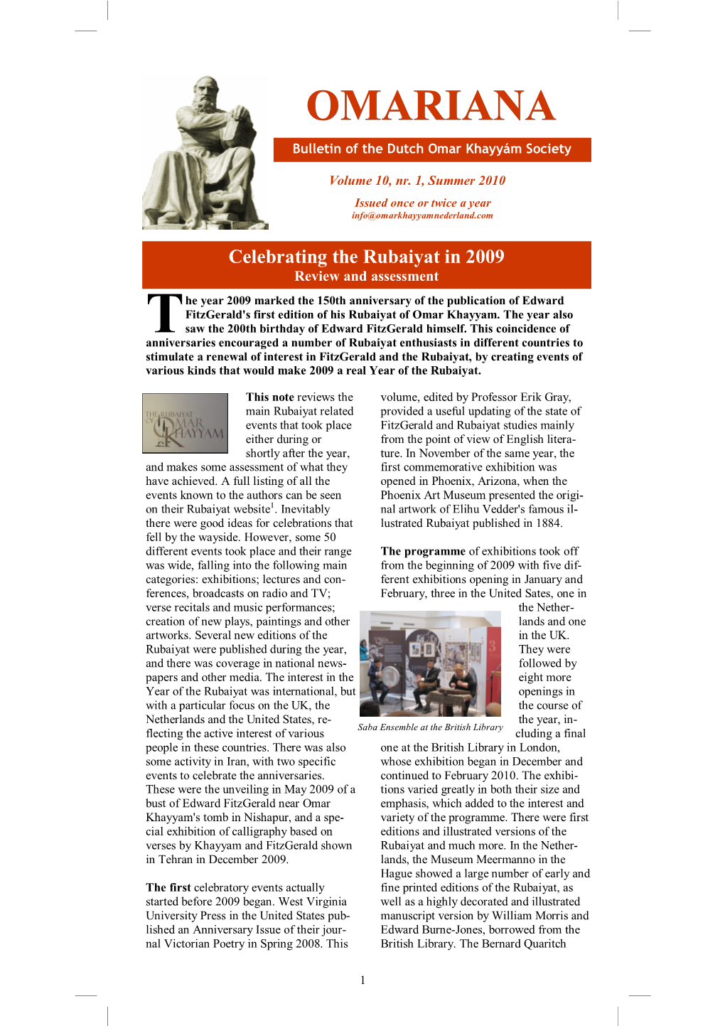 OMARIANA Bulletin of the Dutch Omar Khayyám Society