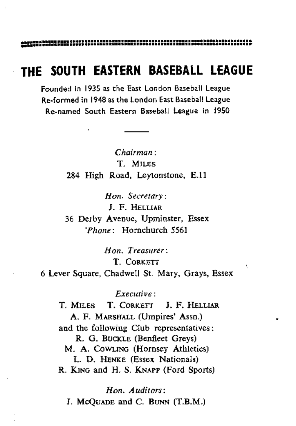 The South Eastern Baseball League