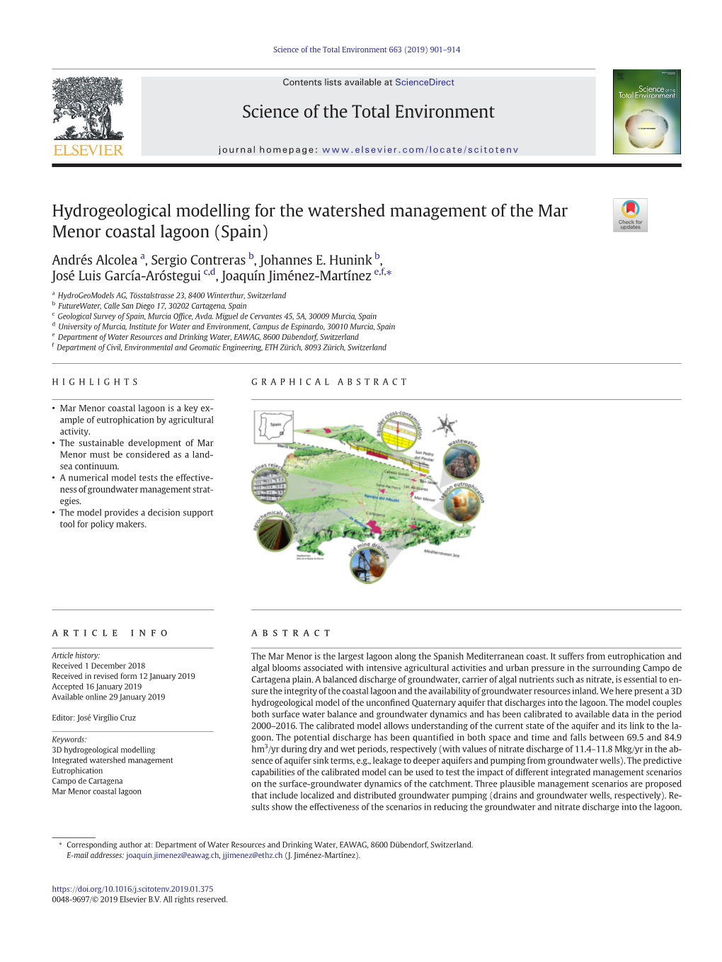 Hydrogeological Modelling for the Watershed Management of the Mar Menor Coastal Lagoon (Spain)