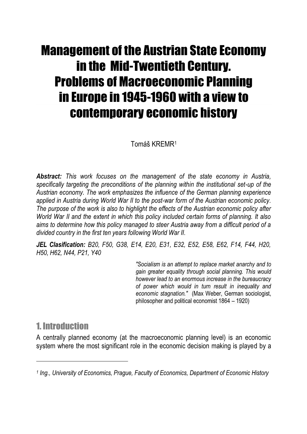 Management of the Austrian State Economy in the Mid-Twentieth Century