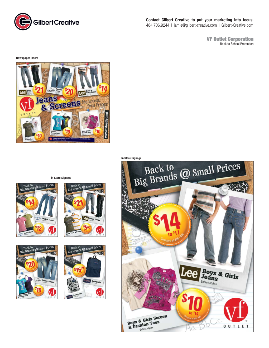 VF Outlet Corporation Back to School Promotion