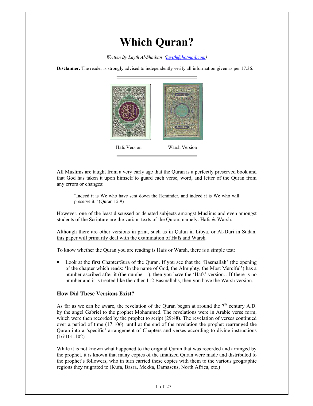 Which Quran? (PDF)