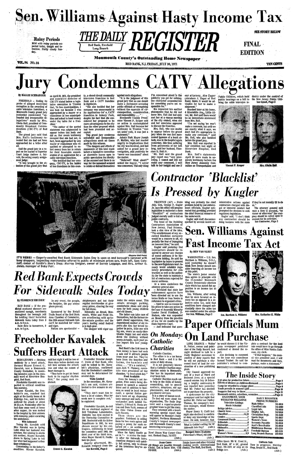 Jury Condemns CATV Allegations Byhallieschkaeger on April 20,1971, the President Ty, a Closed Circuit Community Against Such Allegations