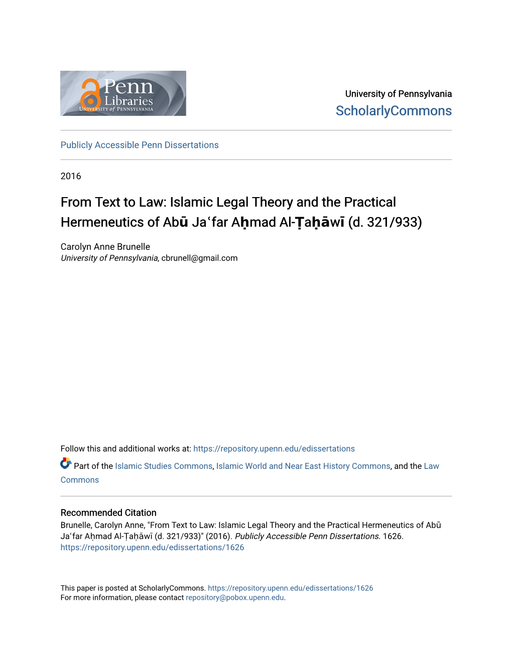 Islamic Legal Theory and the Practical Hermeneutics of Abū Jaʿfar Aḥmad Al-Ṭaḥāwī (D