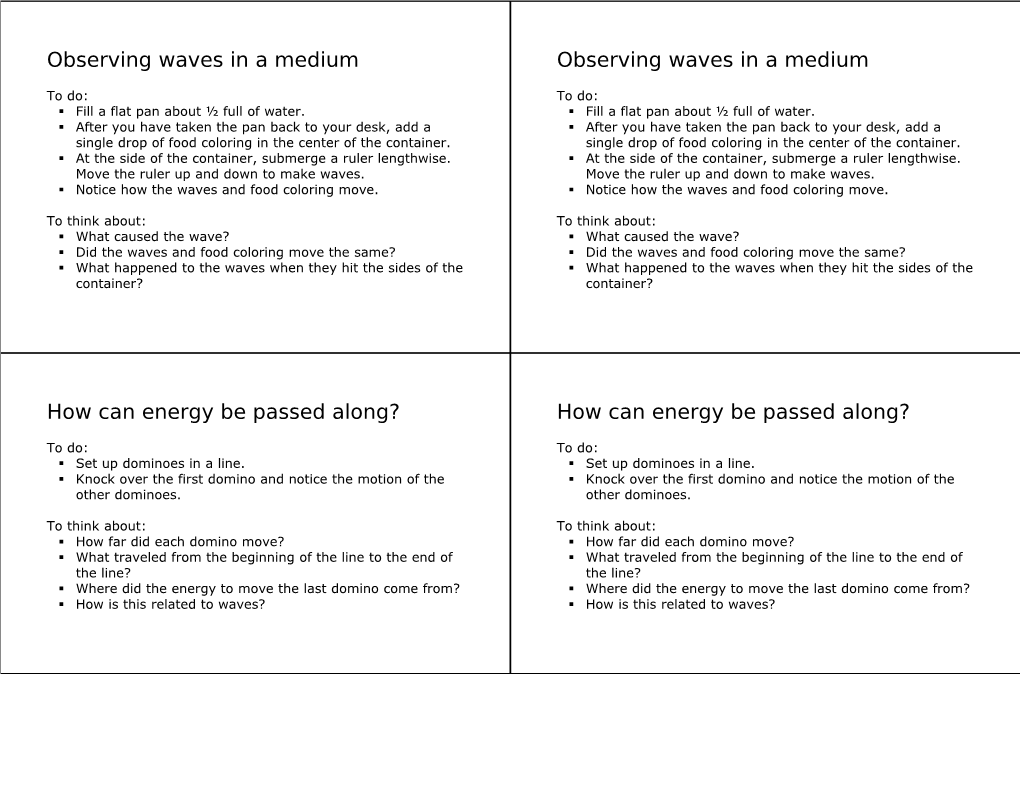 Observing Waves in a Medium