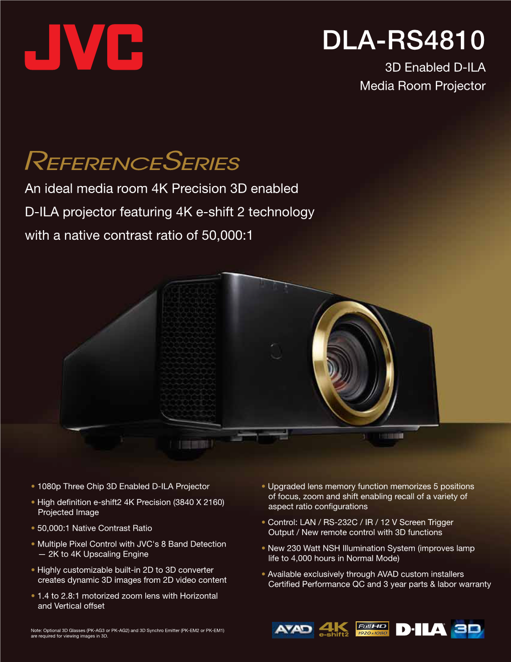 DLA-RS4810 3D Enabled D-ILA Media Room Projector