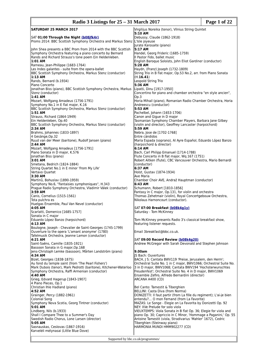 Radio 3 Listings for 25 – 31 March 2017 Page 1