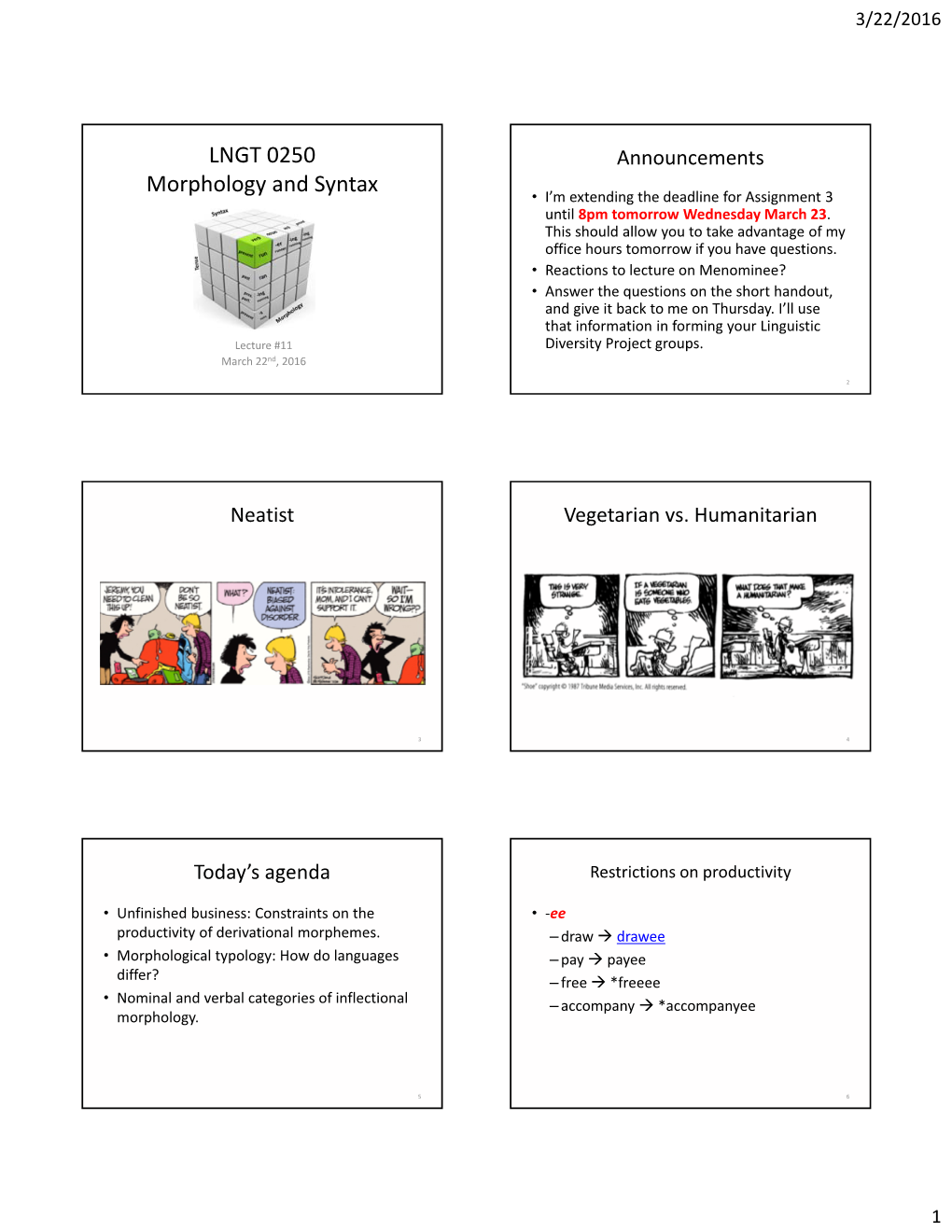 LNGT 0250 Morphology and Syntax