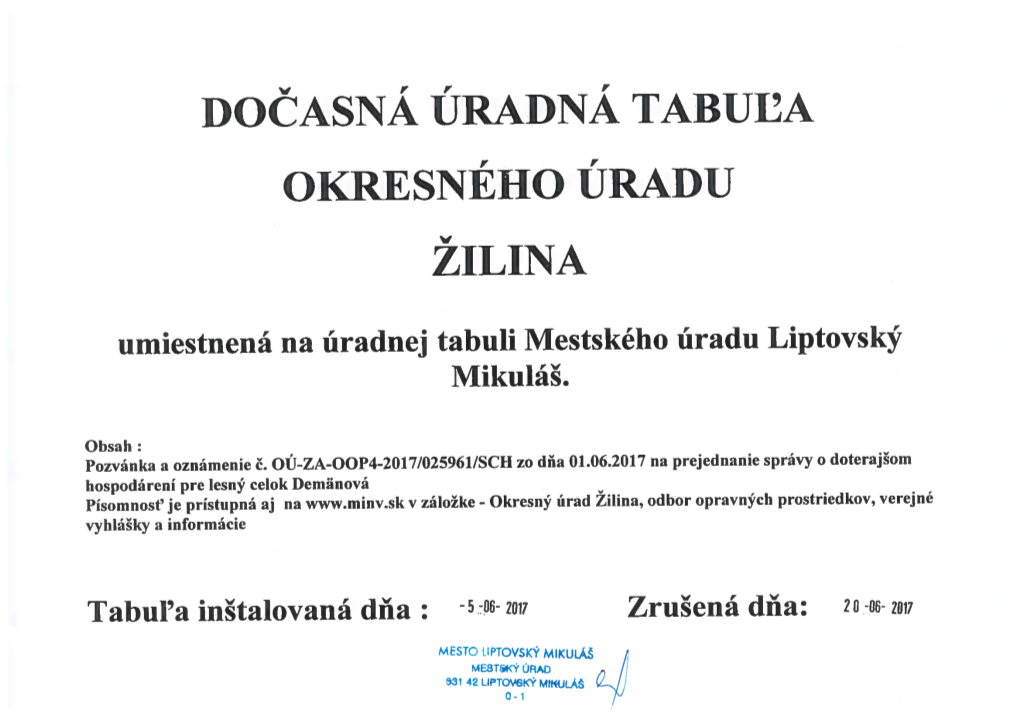 Dočasná Úradná Tabuľa Okresného Úradu Žilina