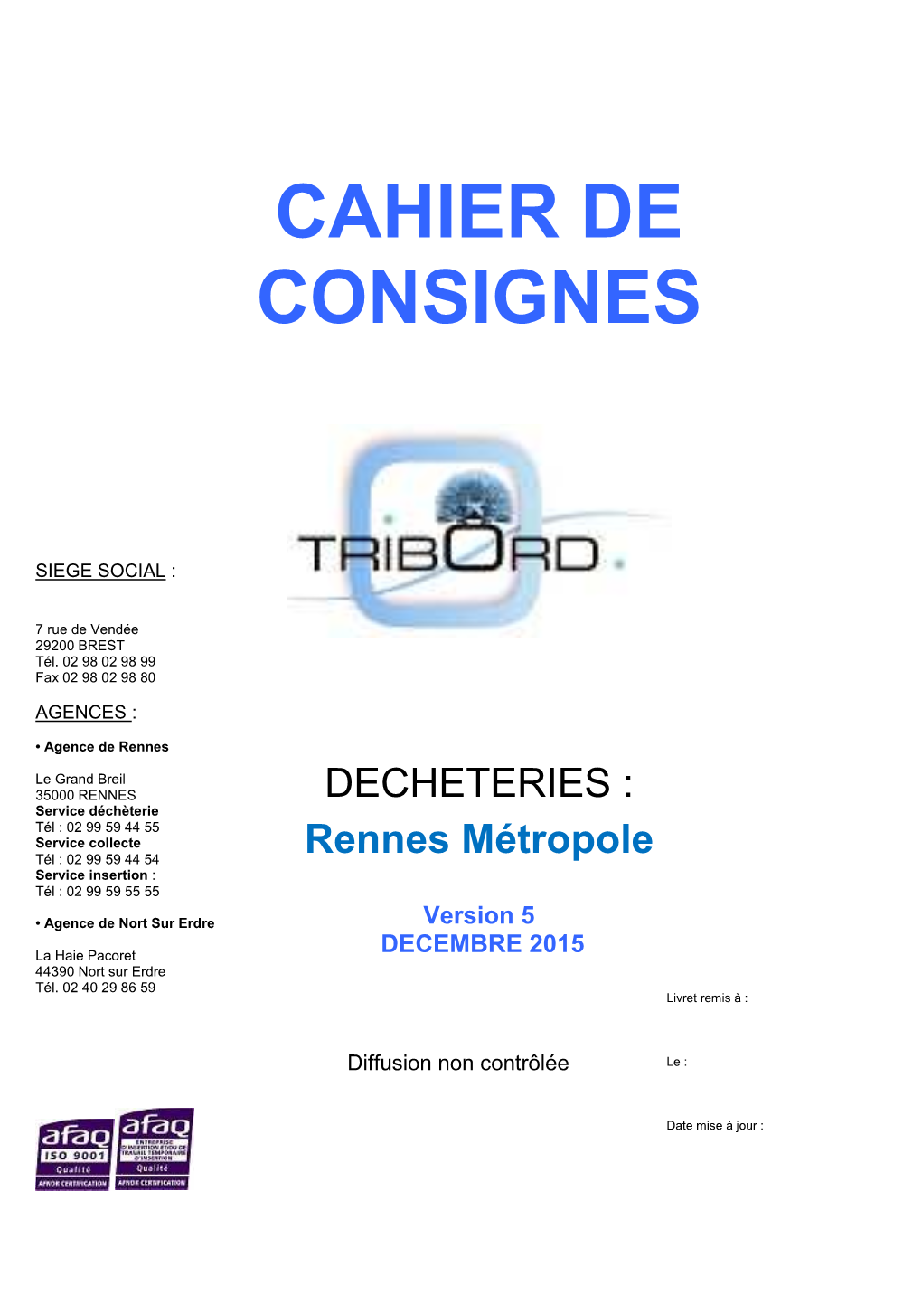 Cahier De Consignes Rennes Métropole