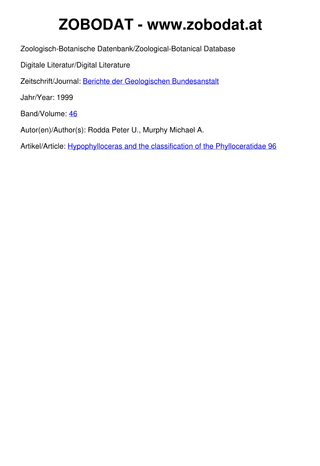 Hypophylloceras and the Classification of the Phylloceratidae 96 ©Geol