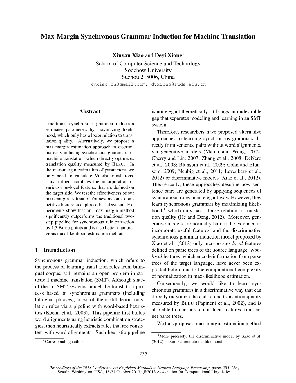 Max-Margin Synchronous Grammar Induction for Machine Translation