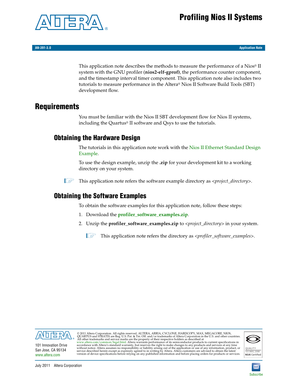 Profiling Nios II Systems