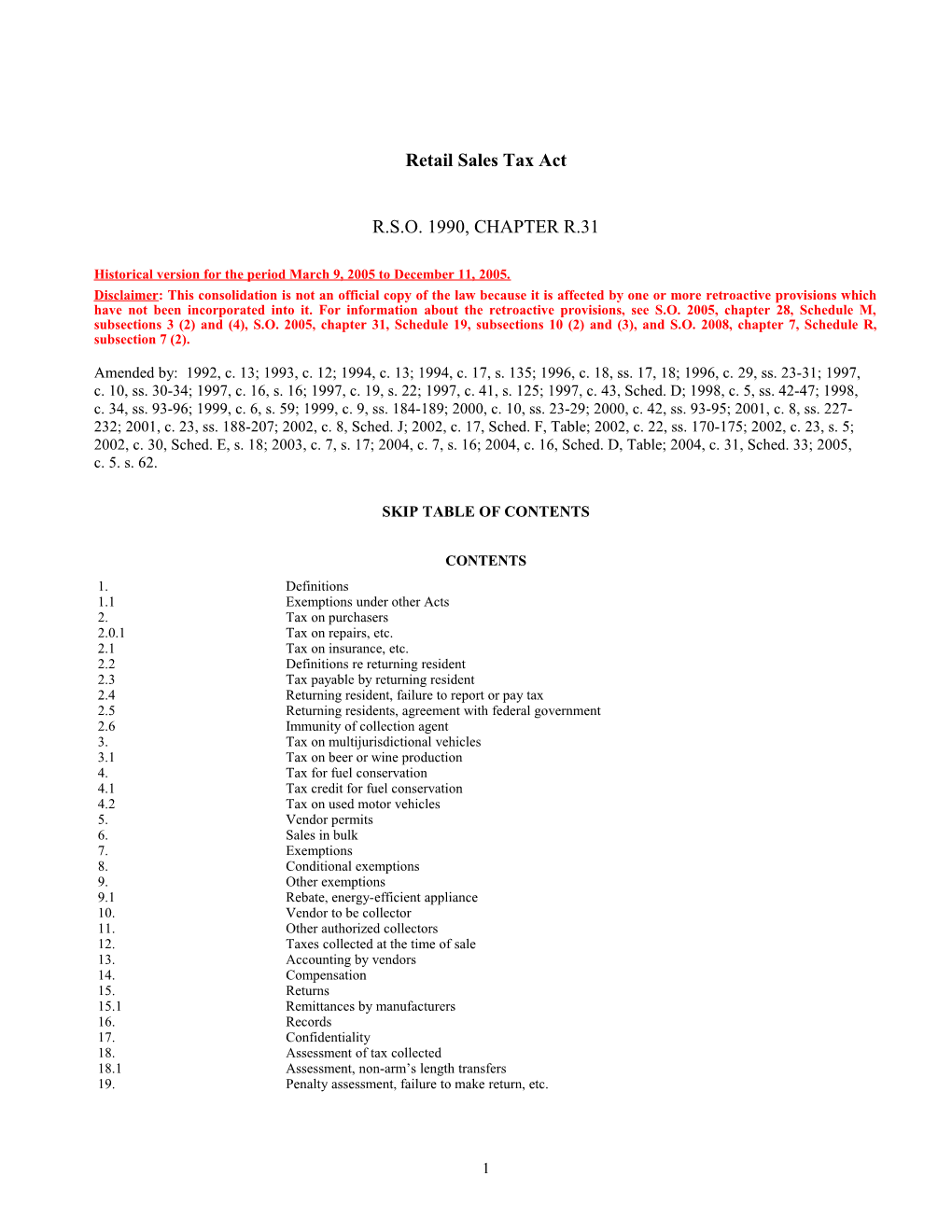 Retail Sales Tax Act, R.S.O. 1990, C. R.31 s1