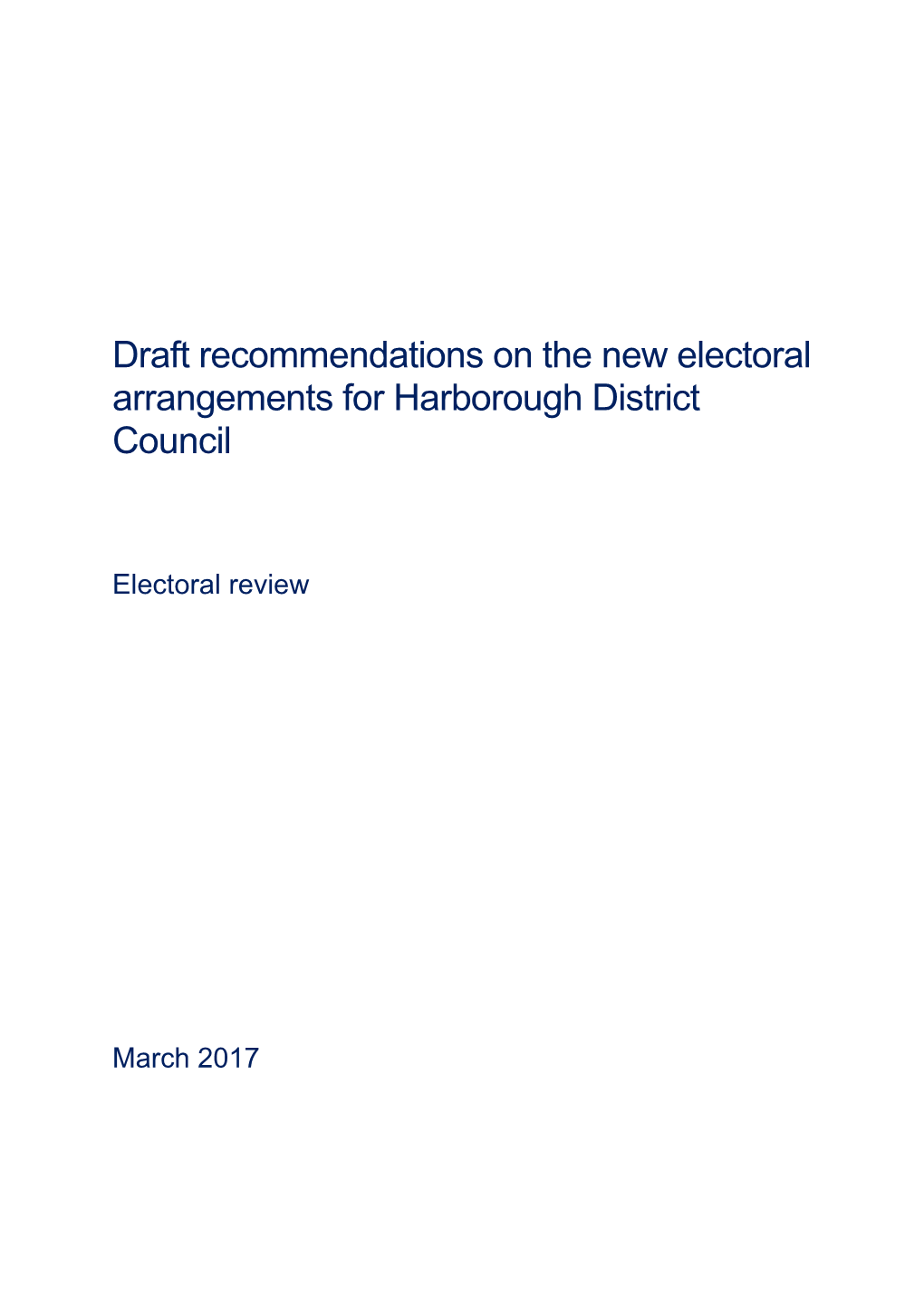 Draft Recommendations for Harborough District Council