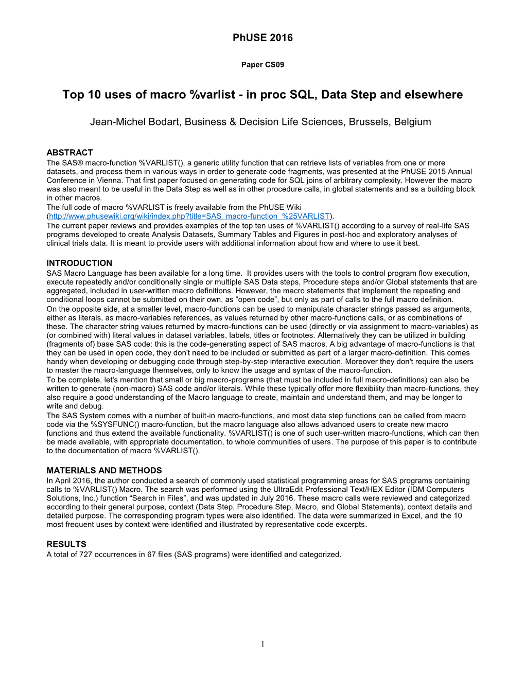 Top 10 Uses of Macro %Varlist - in Proc SQL, Data Step and Elsewhere