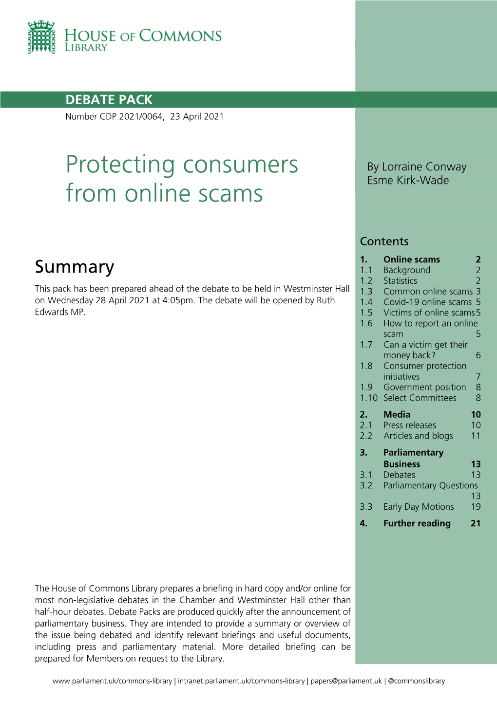 Protecting Consumers from Online Scams 3