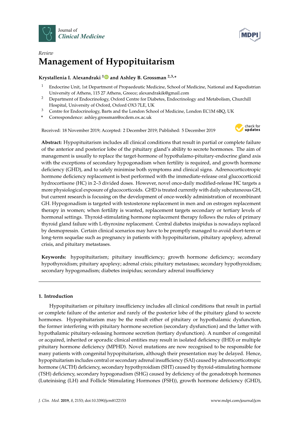 Management of Hypopituitarism