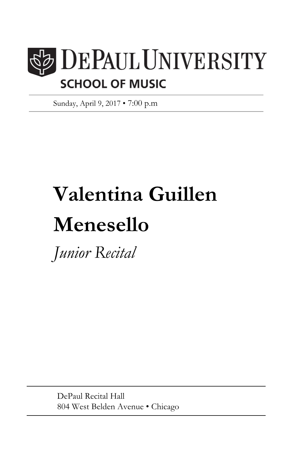 Valentina Guillen Menesello Junior Recital