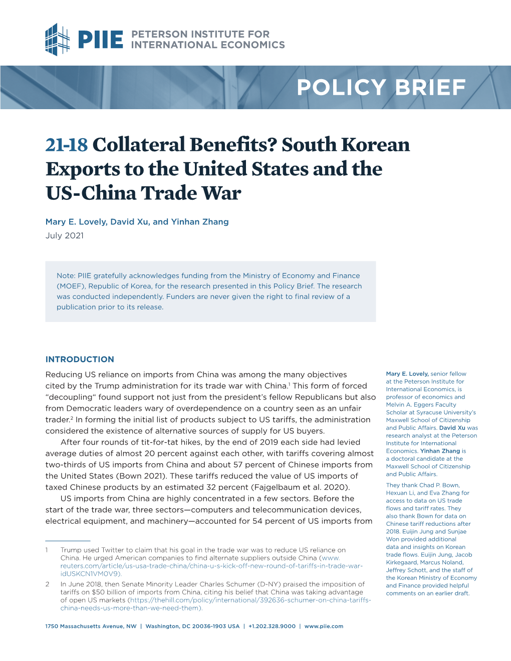 South Korean Exports to the United States and the US-China Trade War