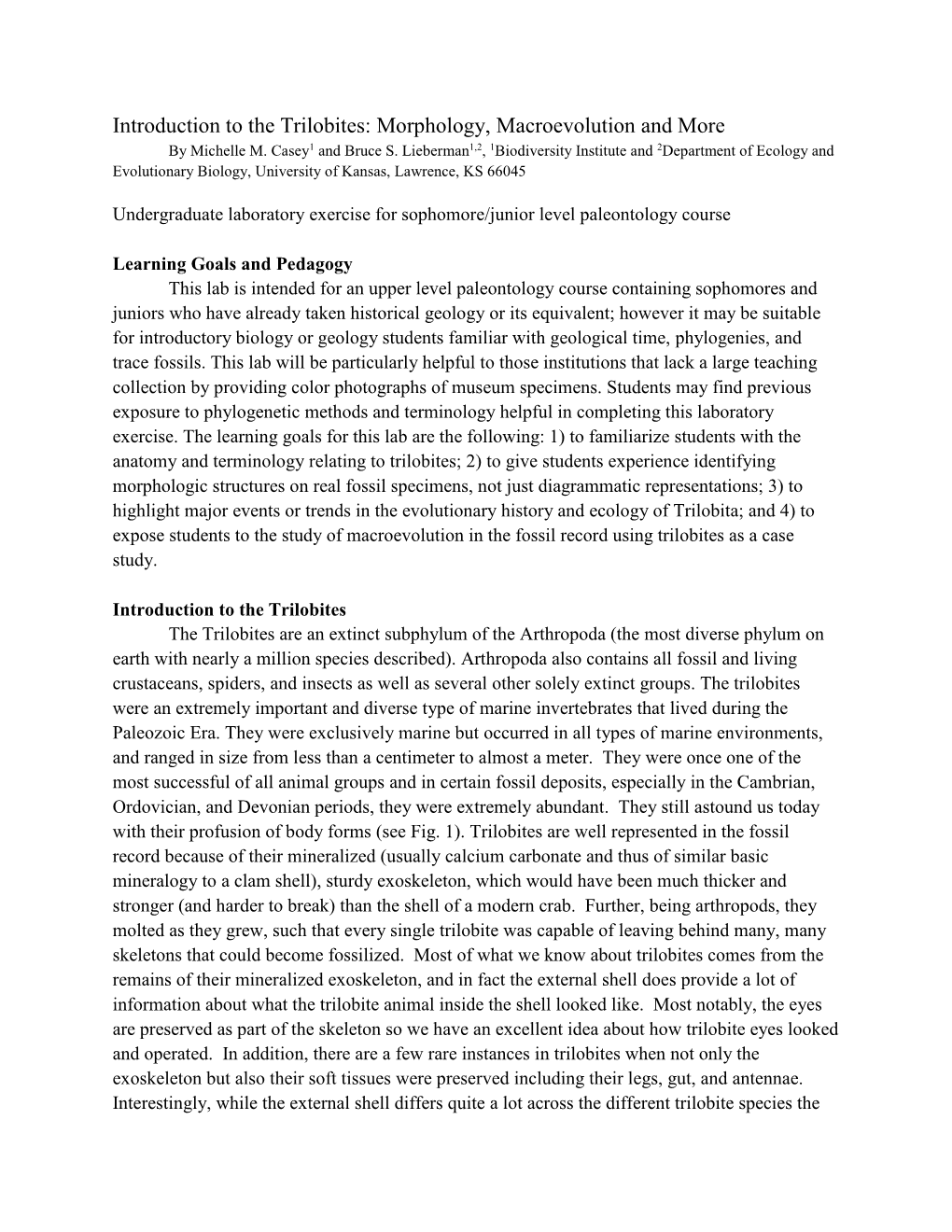 Introduction to the Trilobites: Morphology, Macroevolution and More by Michelle M