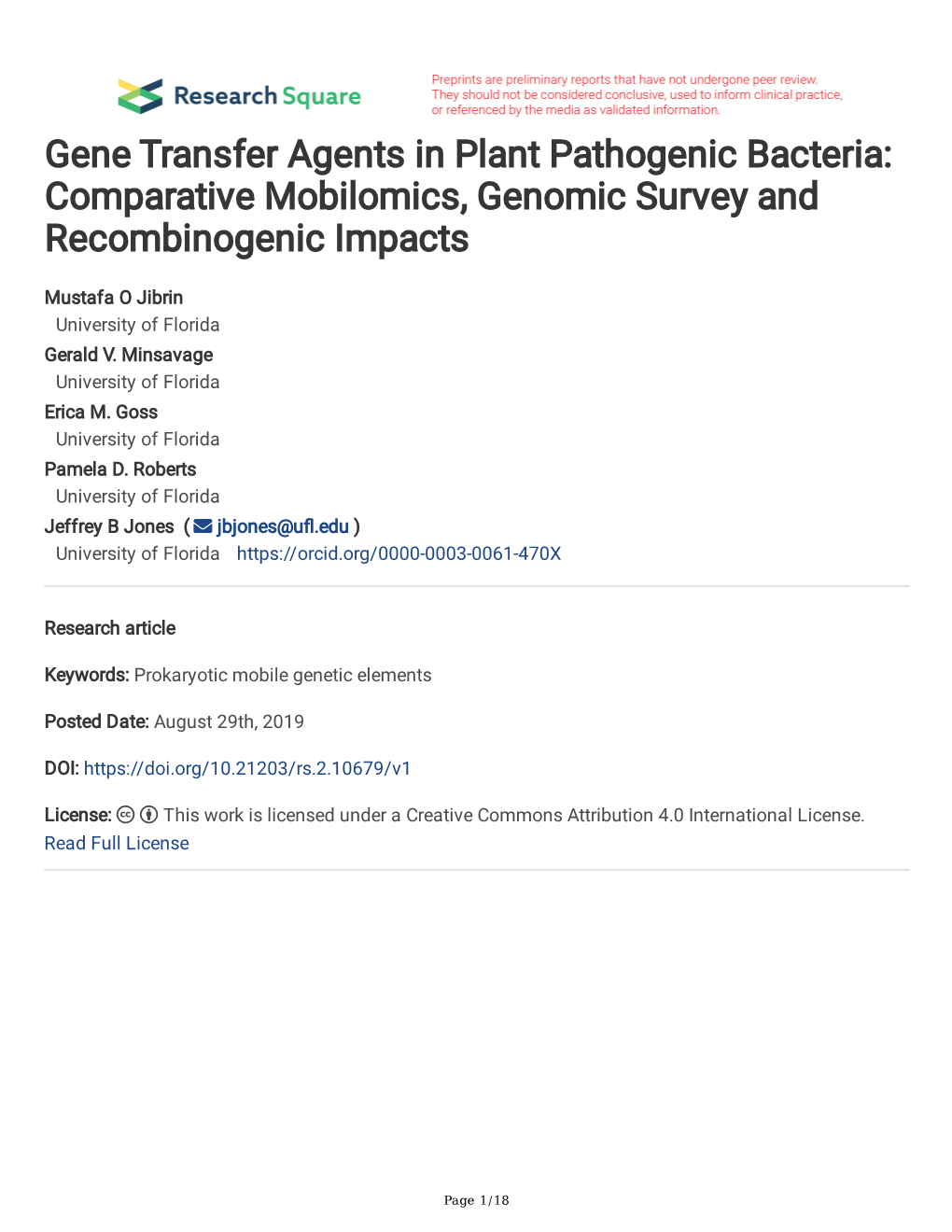 Gene Transfer Agents in Plant Pathogenic Bacteria: Comparative Mobilomics, Genomic Survey and Recombinogenic Impacts