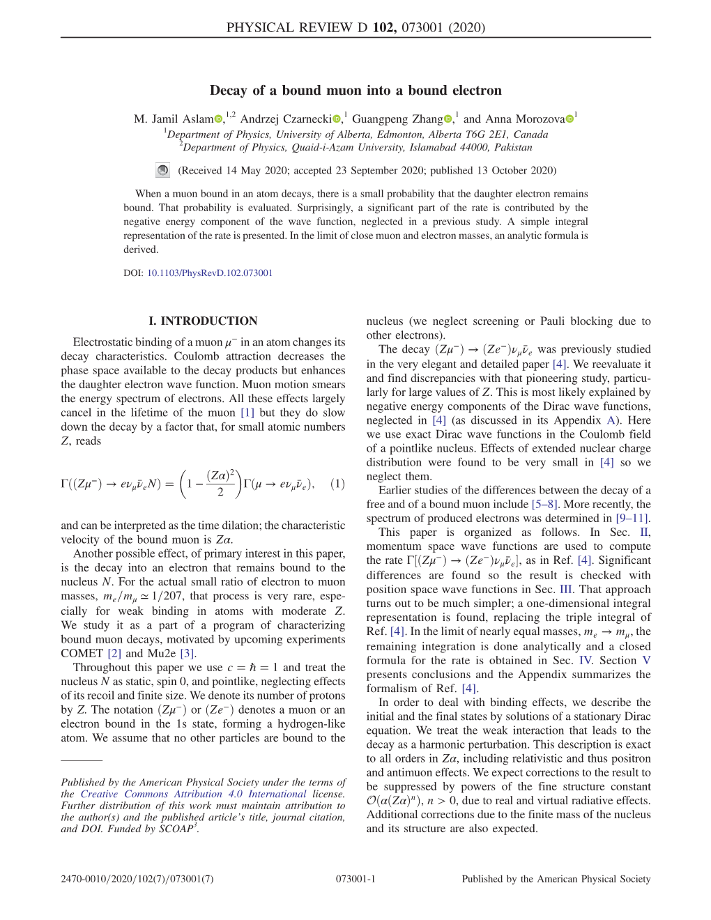 Decay of a Bound Muon Into a Bound Electron