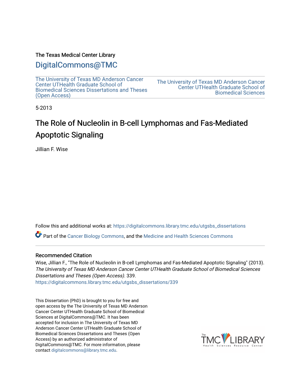 The Role of Nucleolin in B-Cell Lymphomas and Fas-Mediated Apoptotic Signaling