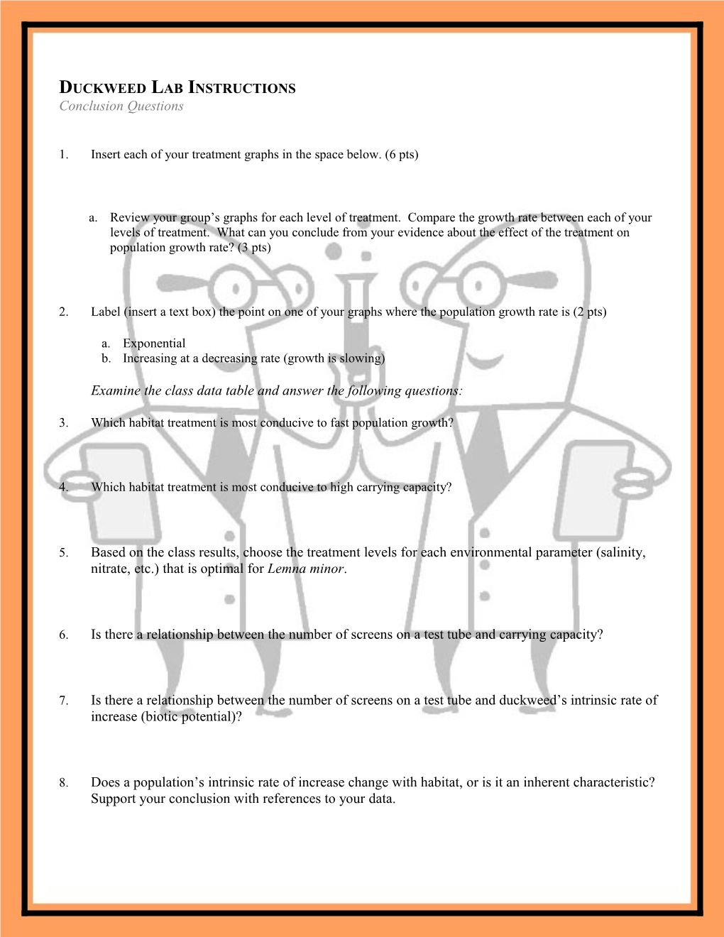 1. Insert Each of Your Treatment Graphs in the Space Below. (6 Pts)