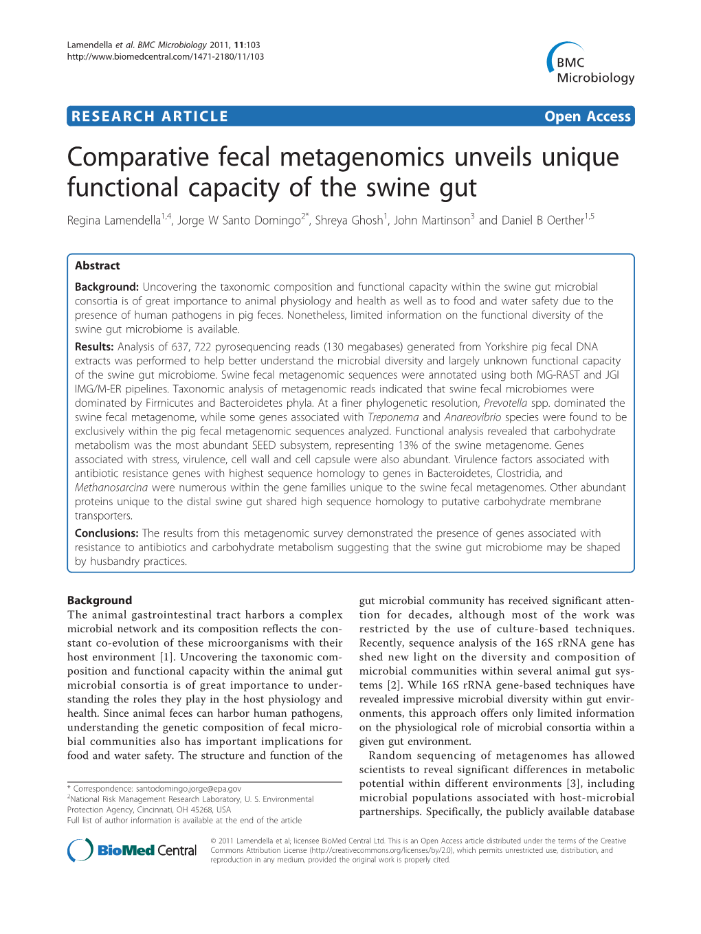 Comparative Fecal Metagenomics Unveils Unique Functional Capacity