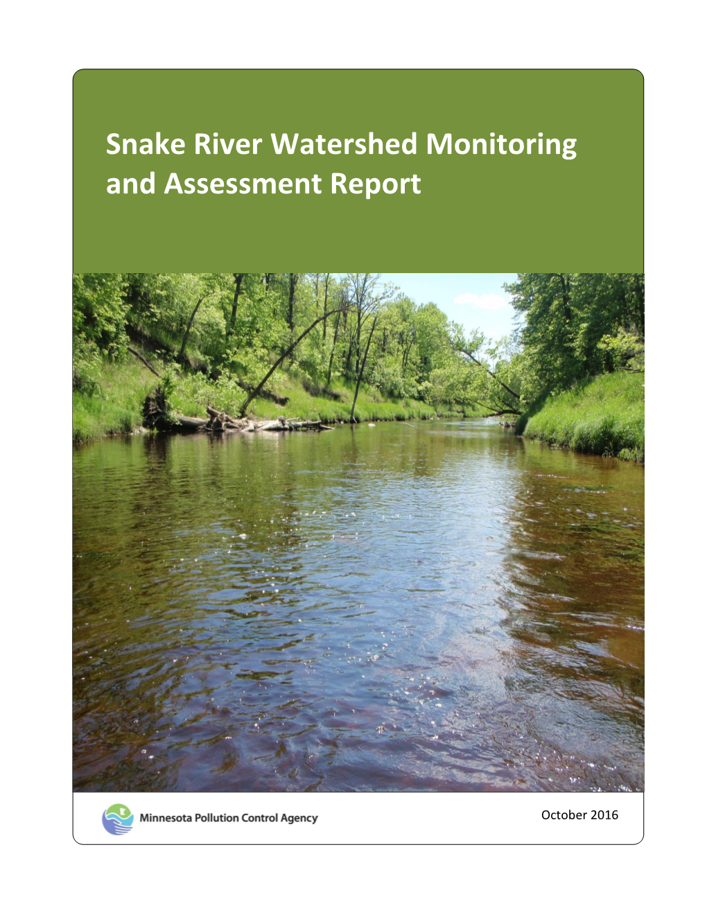 Snake River Watershed Monitoring and Assessment Report (Wq-Ws3-09020309B)
