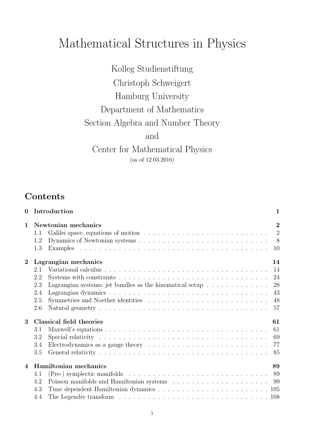 Mathematical Structures in Physics