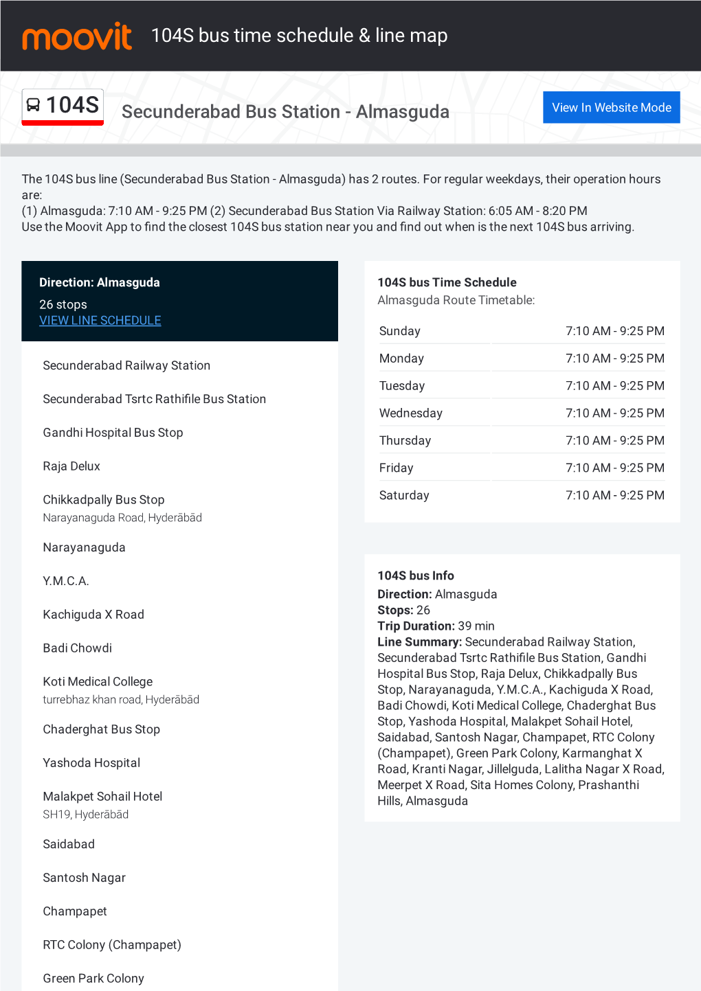 104S Bus Time Schedule & Line Route