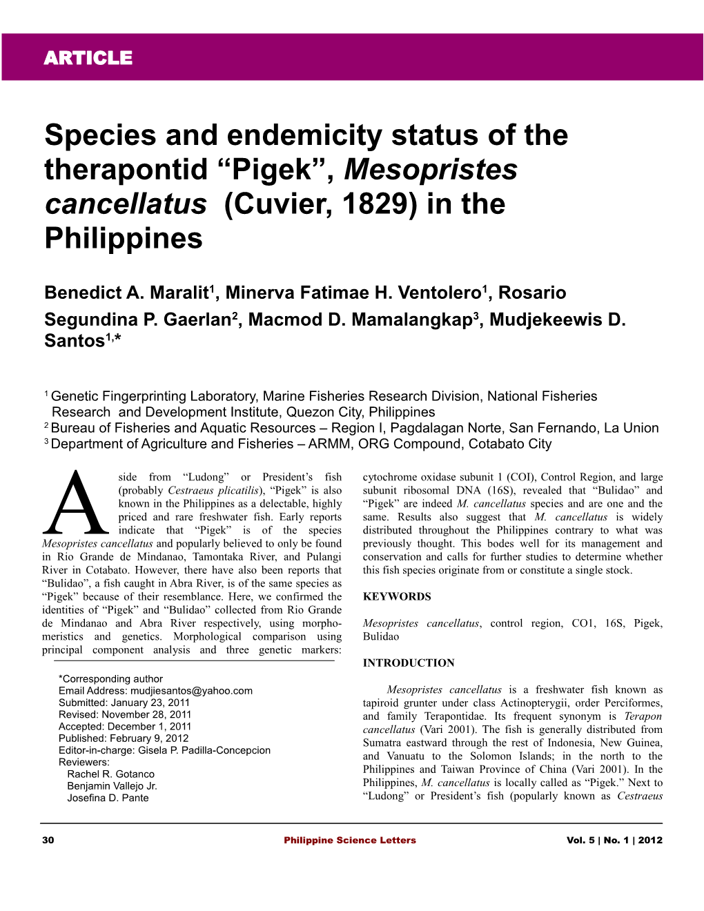 Mesopristes Cancellatus (Cuvier, 1829) in the Philippines