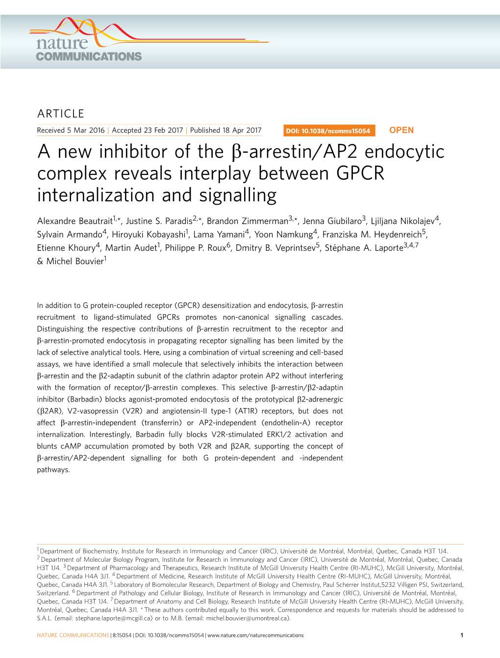 Arrestin/AP2 Endocytic Complex Reveals Interplay Between GPCR Internalization and Signalling