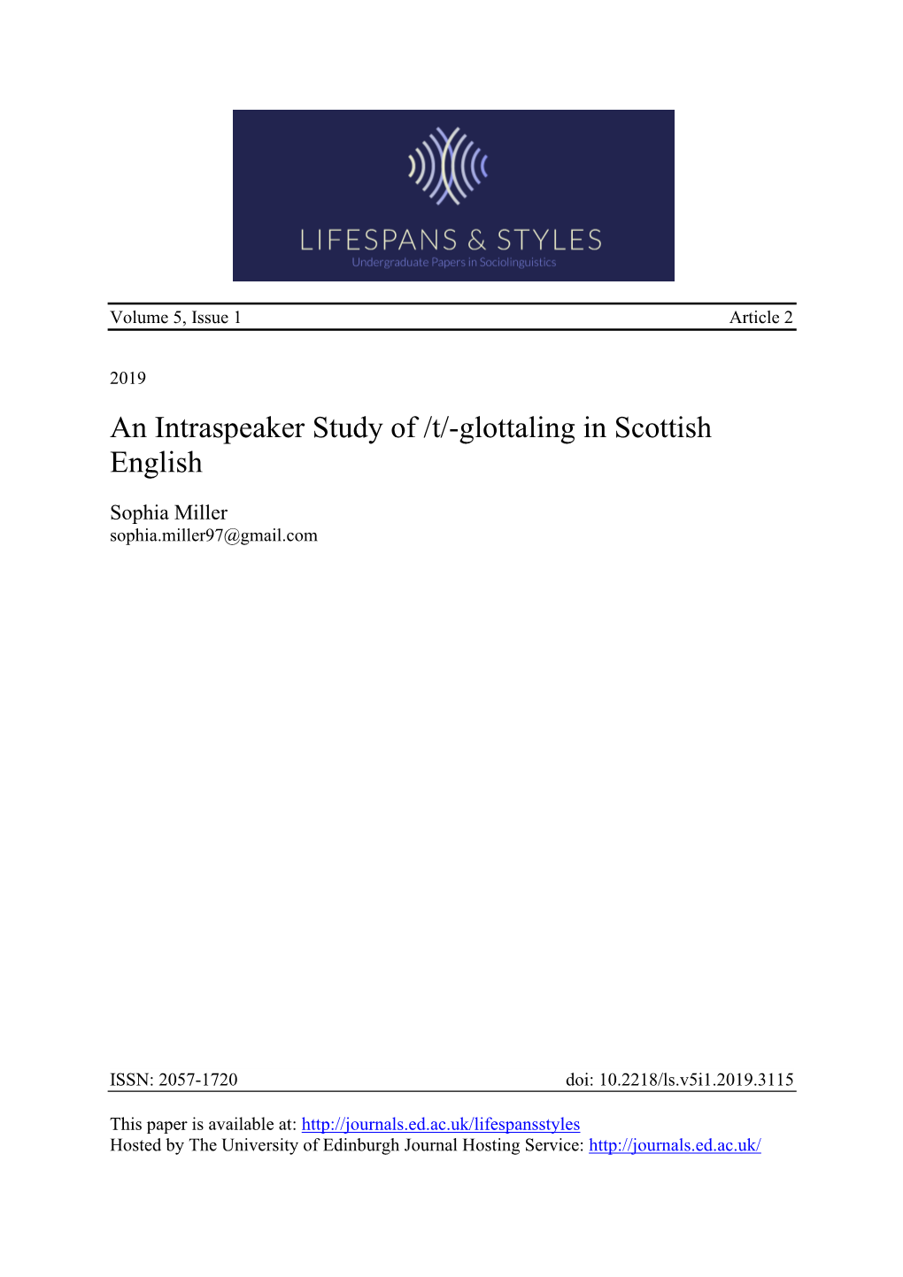 Glottaling in Scottish English