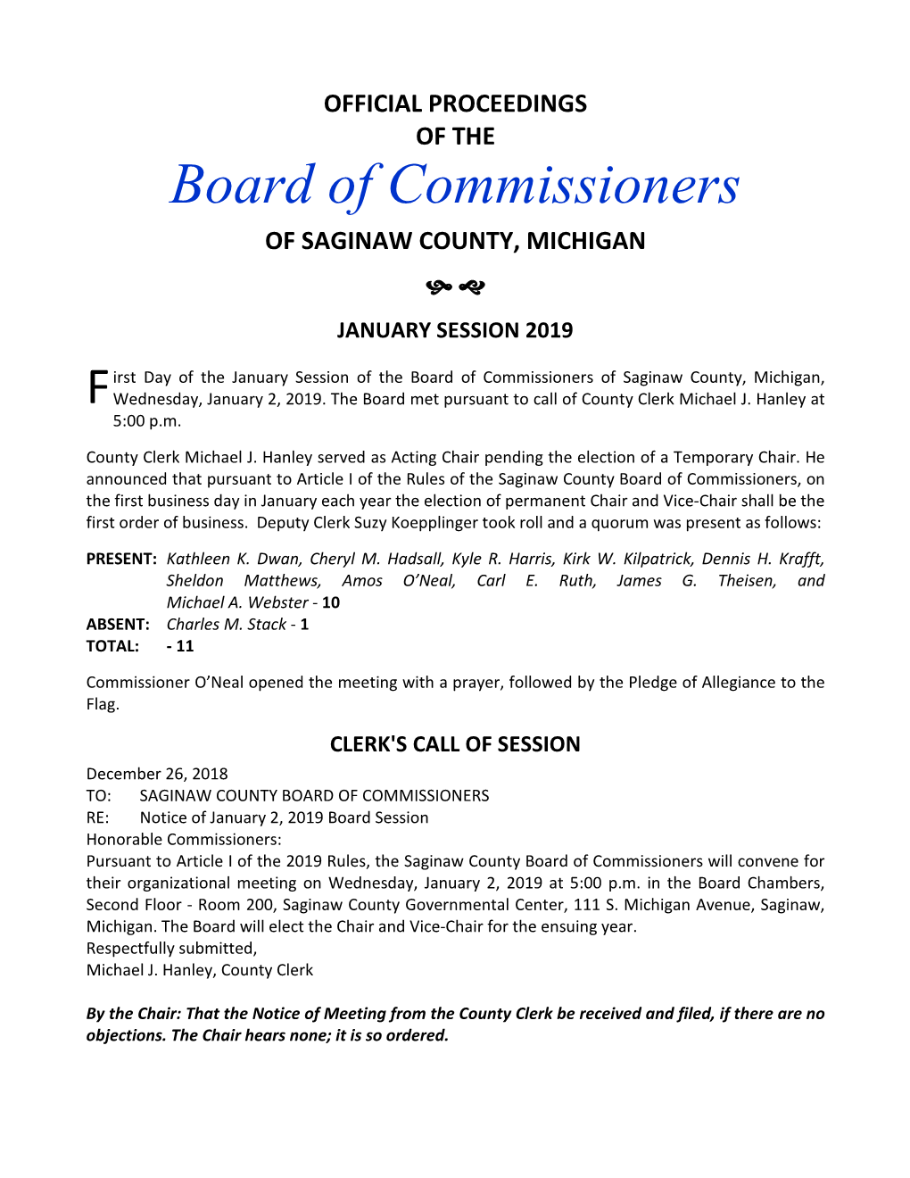 Board of Commissioners of SAGINAW COUNTY, MICHIGAN