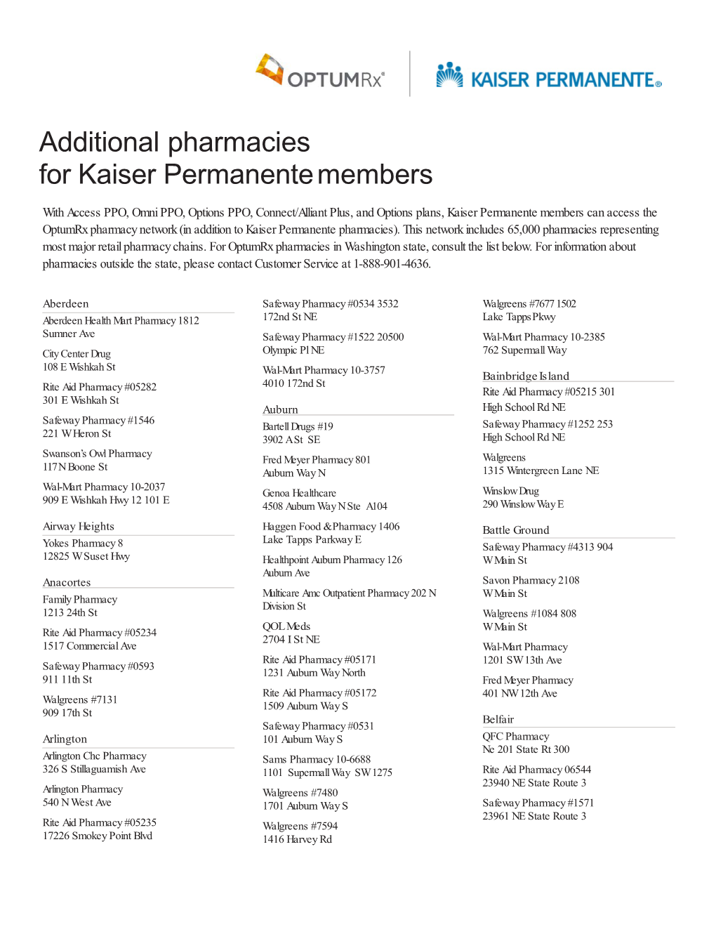 Optum Pharmacies in Washington State