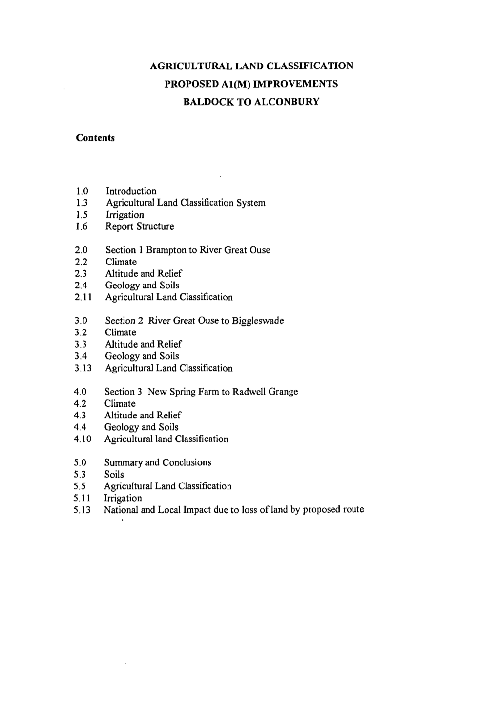 Agricultural Land Classification Proposed A1(M) Improvements Baldock to Alconbury