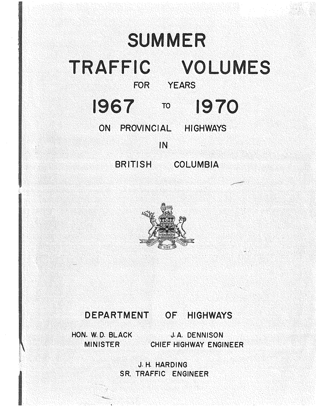 1967 to 1970 Summer Traffic Volumes