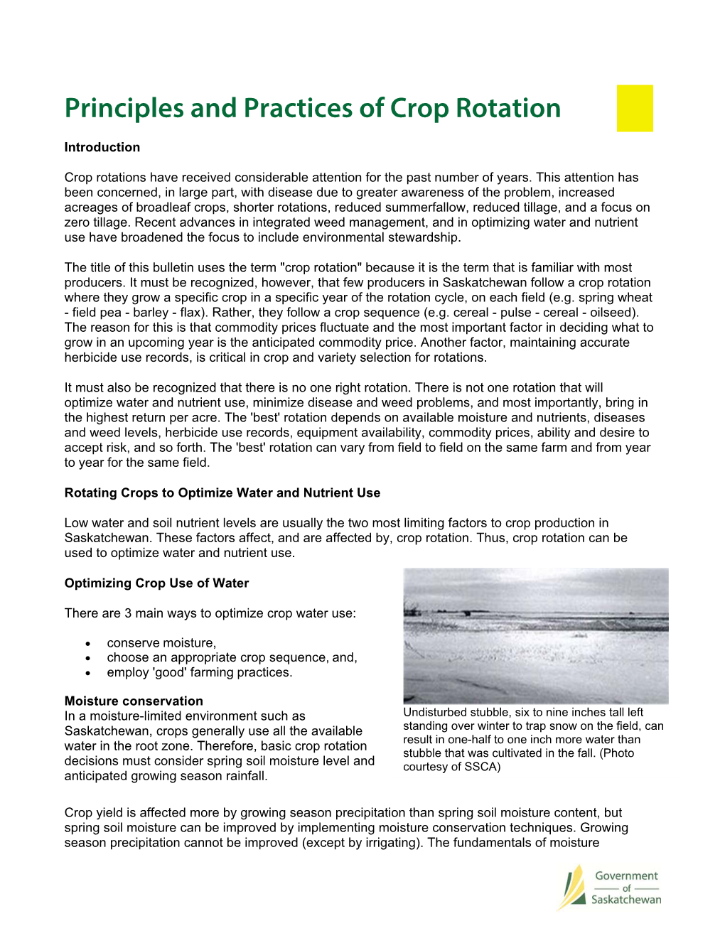 Principles and Practices of Crop Rotation