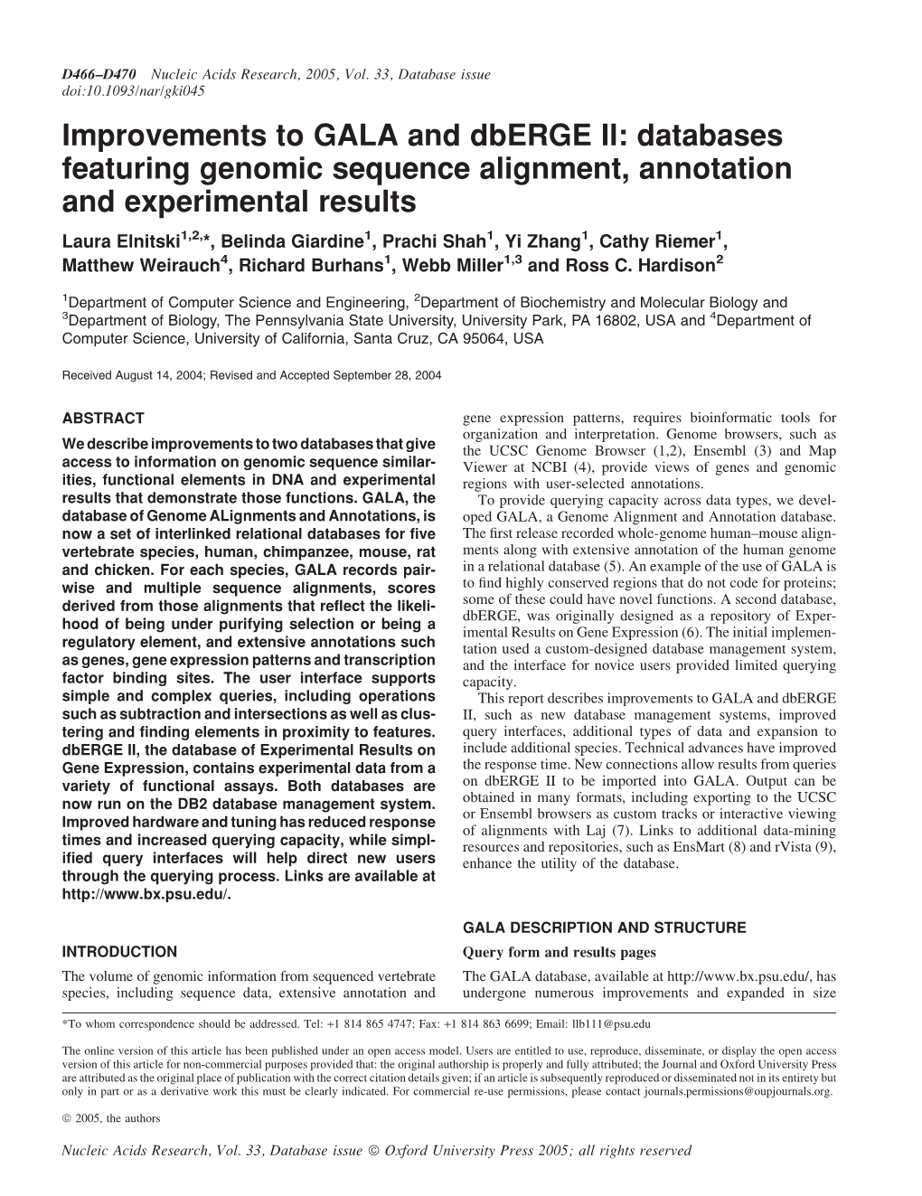 Databases Featuring Genomic Sequence Alignment