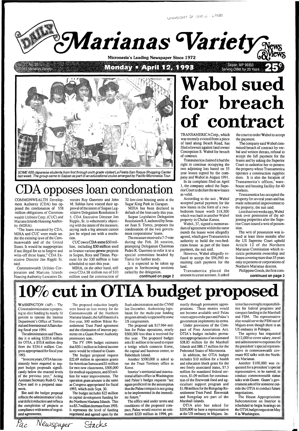W Abol Sued for Breach of Contract CDA Opposes Loan Condonation 10