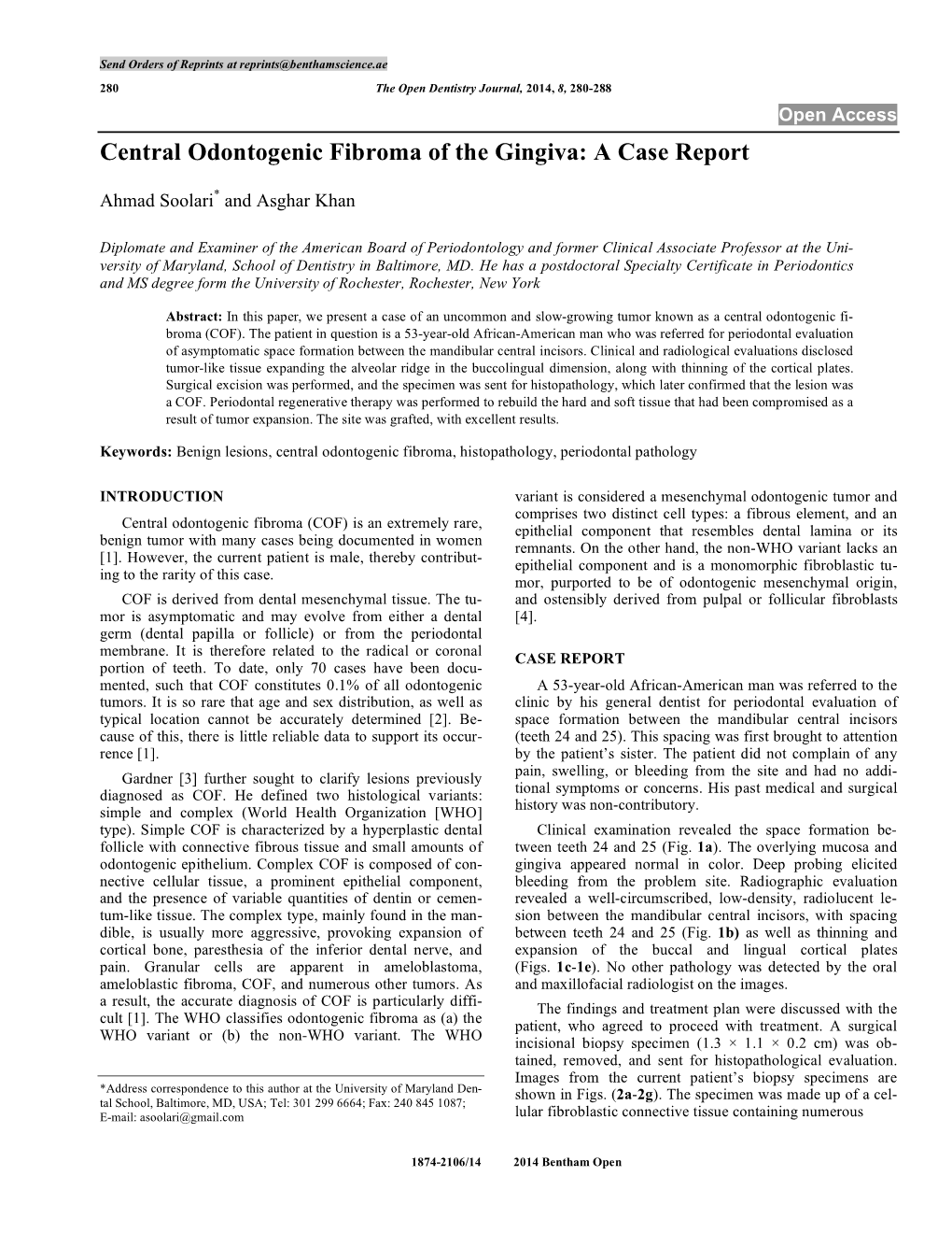 Central Odontogenic Fibroma of the Gingiva: a Case Report