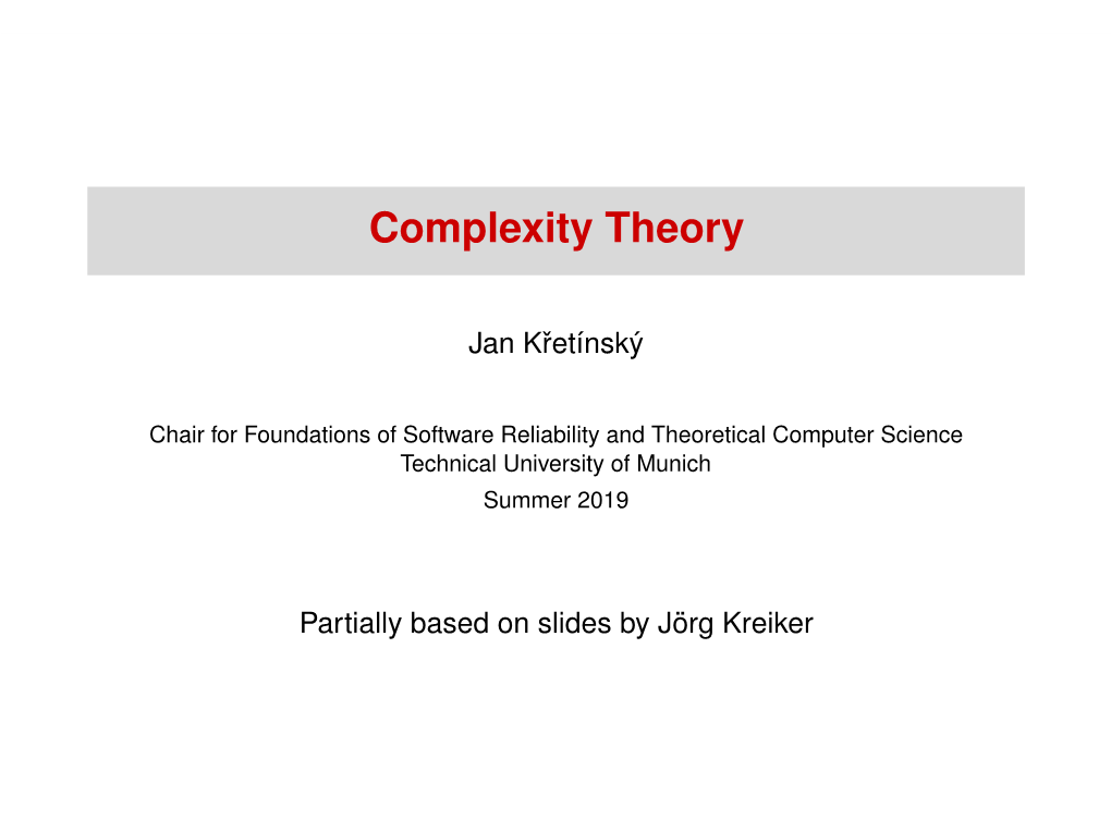 Complexity Theory